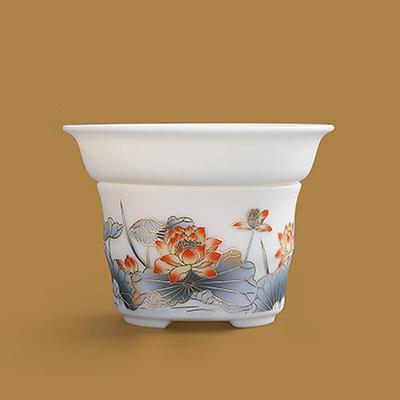Dehua Weißporzellan Gaiwan Teekanne - Hammelfettdach Jade-Finish mit Lotus-Design