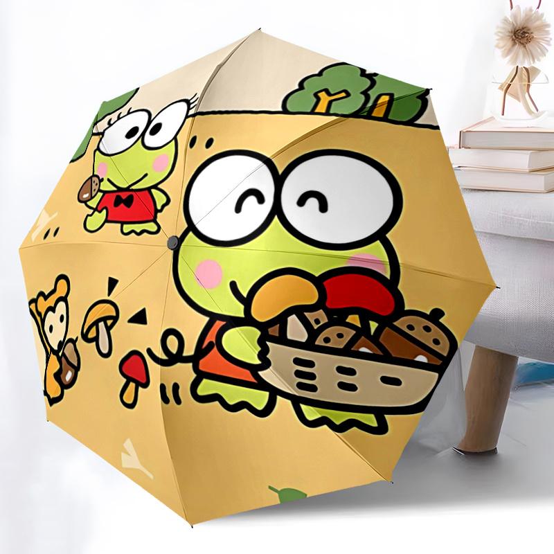 1pc Keroro Frog Acorn Basket: Automatic Opening/Closing Umbrella with Portable Folding Design, 8-Bone Iron Frame, Outdoor, Ideal Gift for Fans, Travel