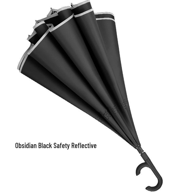 Extra-Large Windproof Reverse Umbrella: Long Handle, Dual-use for Sun and Rain, Ideal for Car Carry and Two People Use