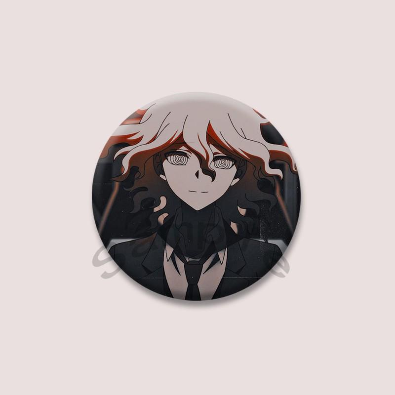 Anime Spiel Danganronpa Anstecknadeln Schwarzer Bär Kyoko Kirigiri Cartoon Cosplay Abzeichen Runde Brosche für Rucksack Tasche Zubehör Geschenk