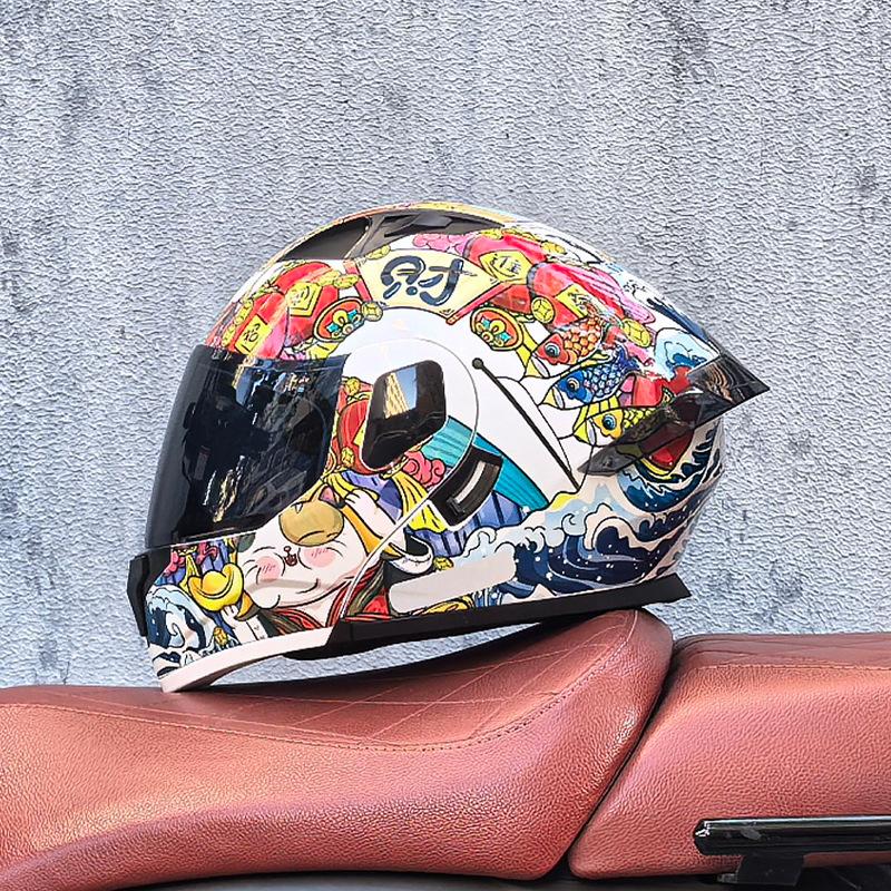 Small shell helmet peel-off helmet motorcycle helmet locomotive double lens men's and women's four-season motorcycle cruise helmet large