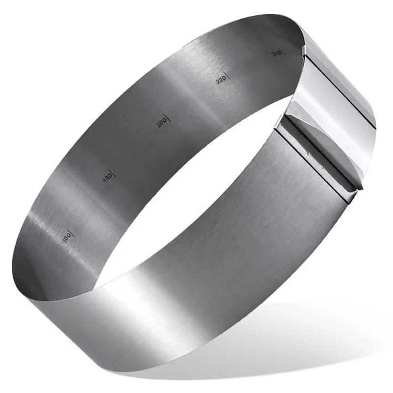 Stainless Steel 6-20cm Adjustable Telescopic Mousse Ring Circle Mold Rustproof With Scale Round Cake Rings Reusable Baking Tool