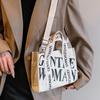 Simple and Personalized Letter Printed Handheld Canvas Bag New Style Casual Shoulder Bag