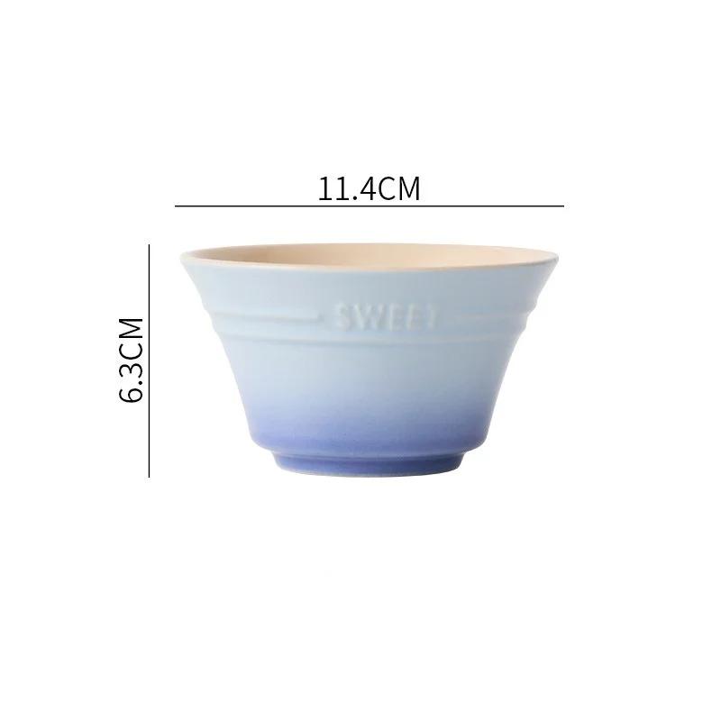 300ML 4.5 Inches Rainbow Gradient color Dishes Fruit Bowl Tableware Ramen Bowls Kitchen Dessert Salad steamed egg bowl Tableware
