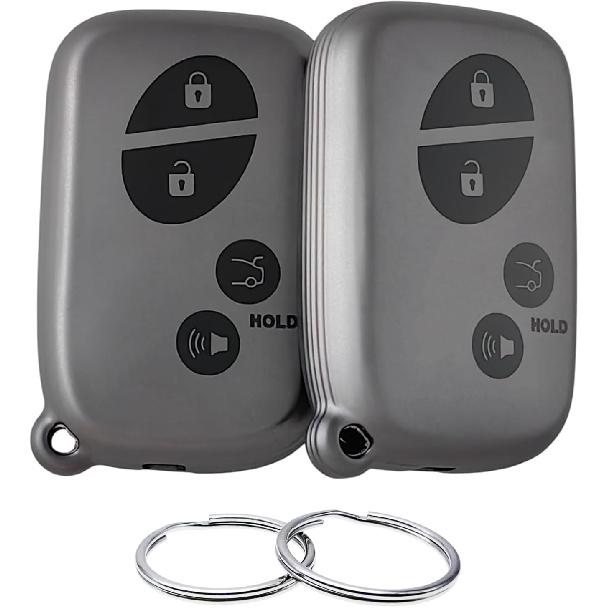 TPU Key Fob Cover Compatible with 2005-2017 Lexus CT200h ES350 GS300 GS350 GS430 GS450h GS460 Is F IS250 IS350 LS460 LS600h LX570 RX350 (Black/White)