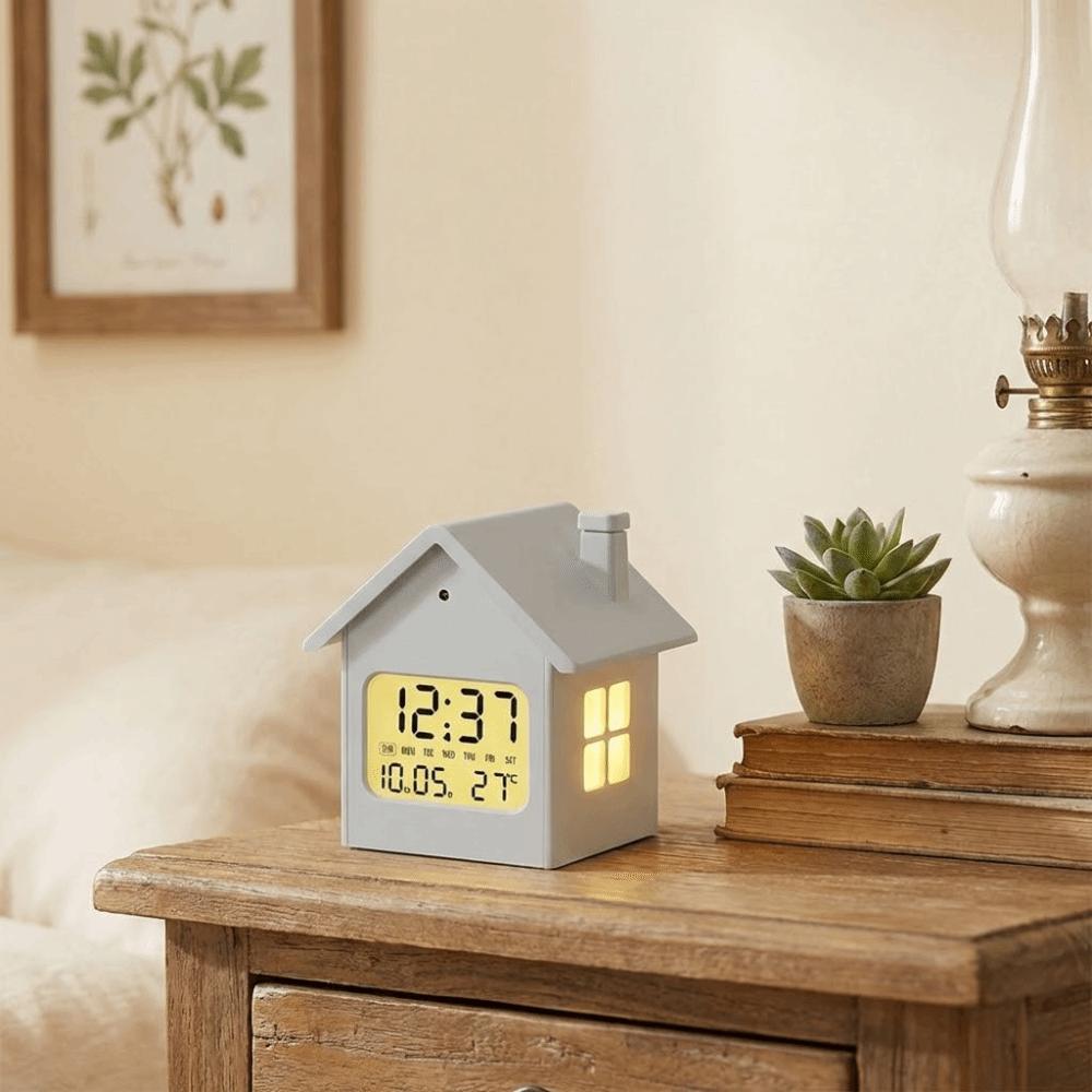 Soft Lighting Electronic Alarm Clock Time/Date/Week/Temperature Desktop Table Clock  Bedroom