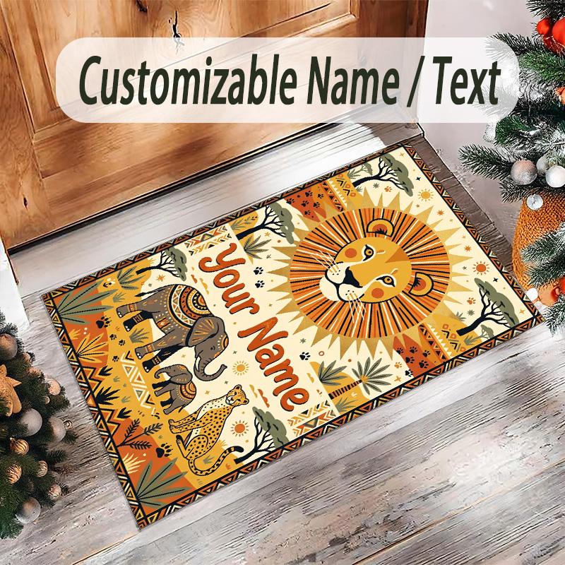 Animals Theme Crystal Velvet Floor Rug Personalized Custom Name Text Warm Carpet Home Decoration