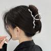 Large Silver Star Zircon Hair Clip for Women - High-End Frosted Metal Updo Claw Clip