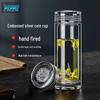 Shui Yi Sheng G816 Zinklegierung Silbermünze doppelwandiger Glasbecher, 380ML