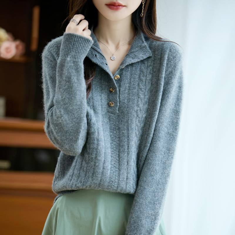 Women's Cashmere Sweater Qinghe Cashmere 30% Cashmere 70% Wool Autumn and Winter Pullover Warm and Fashionable