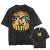 Japan Anime Demon Slayer Agatsuma Zenitsu Print T Shirt Men Washed Cotton T-shirts Manga Casual Tee Harajuku Male Vintage Tshirt