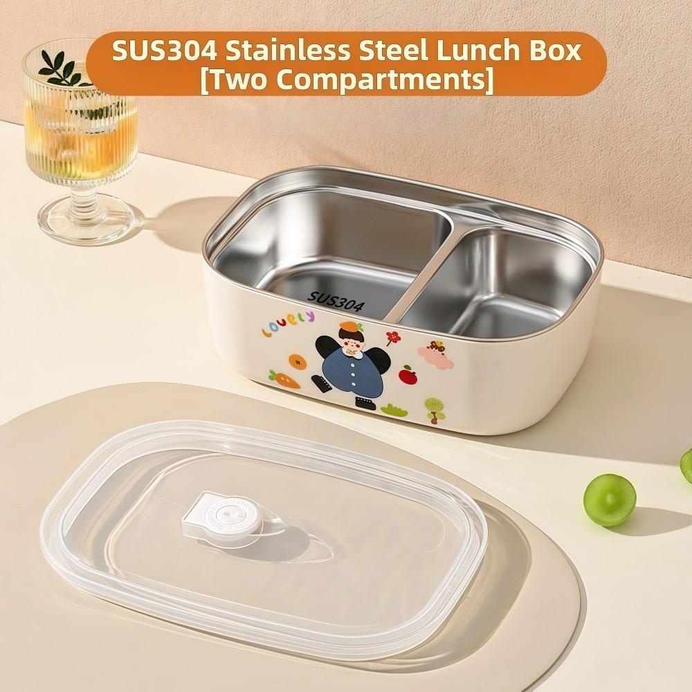 Stainless Steel Insulated Lunch Box 15001000ML Cartoon Pattern Food Storage Boxes Food Grade Microwavable Fresh-keeping Box 4970₽