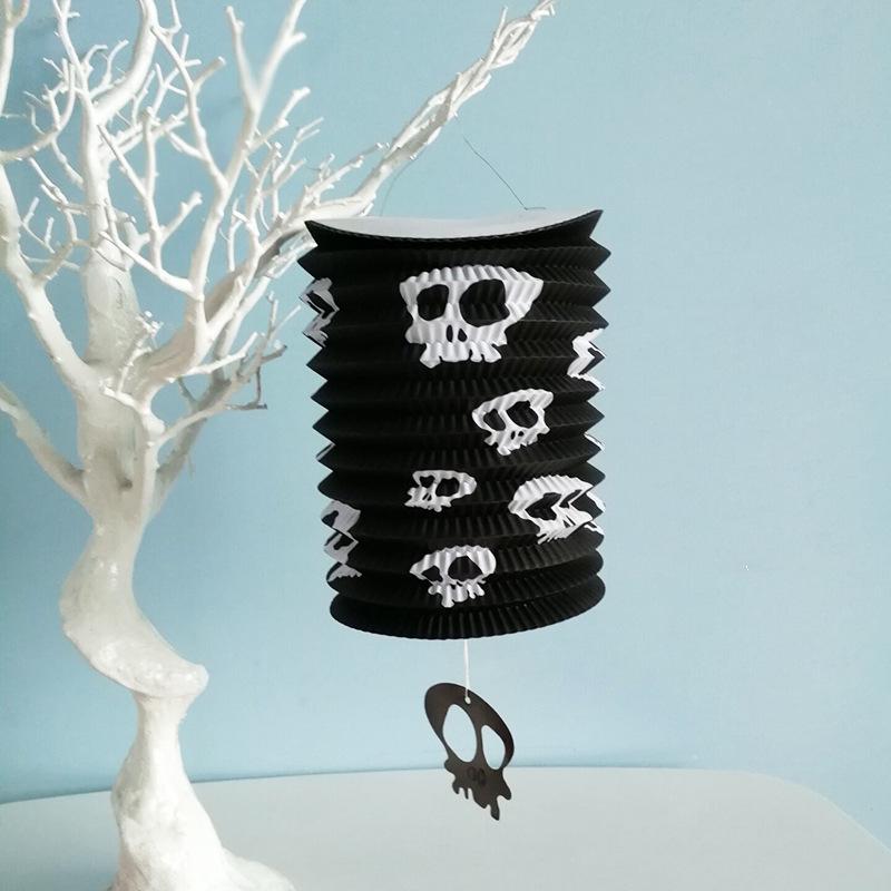 Halloween Pumpkin Ghost Lantern - Foldable Paper Decoration for Home or Bar