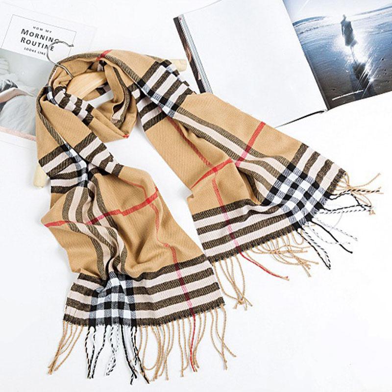 Damen Imitat Kaschmir Warmer Schal Winter Herren Schal Kariertes Design Unisex Strickwaren Schal