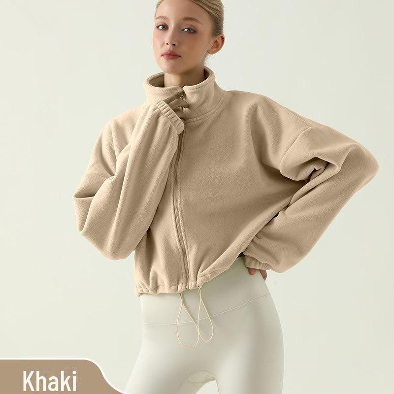 Velvet-Enhanced Stand Collar Sports Jacket: Warm, Thickened, and Perfect for Outdoor Fitness and Running in Autumn and Winter