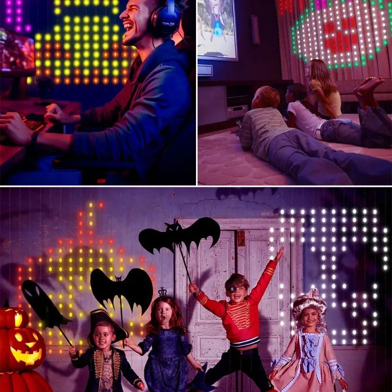 2PCS 400LEDs RGB Smart Curtain Lights with Music App Controls and Remote,LED Party Lights for Christmas and Halloween Decor