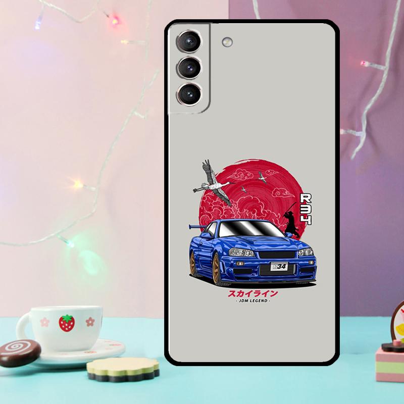 Sports Car JDM Drift Phone Case For Samsung Galaxy S24 Ultra S20 S21 S22 S23 S25 Ultra S9 S10 Plus S24 FE Cover