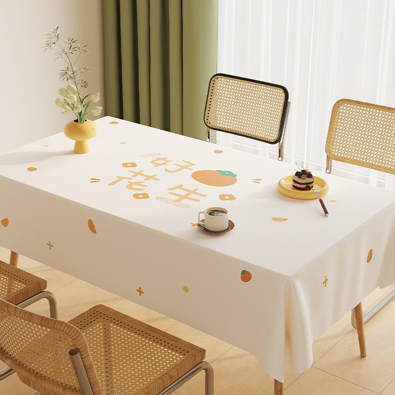 Tablecloth Waterproof, Oil-Proof And Scalding-Proof Leave-In Cartoon Dining Table Cloth Sheepskin Texture Tablecloth Thickened Coffee Table Tablecloth