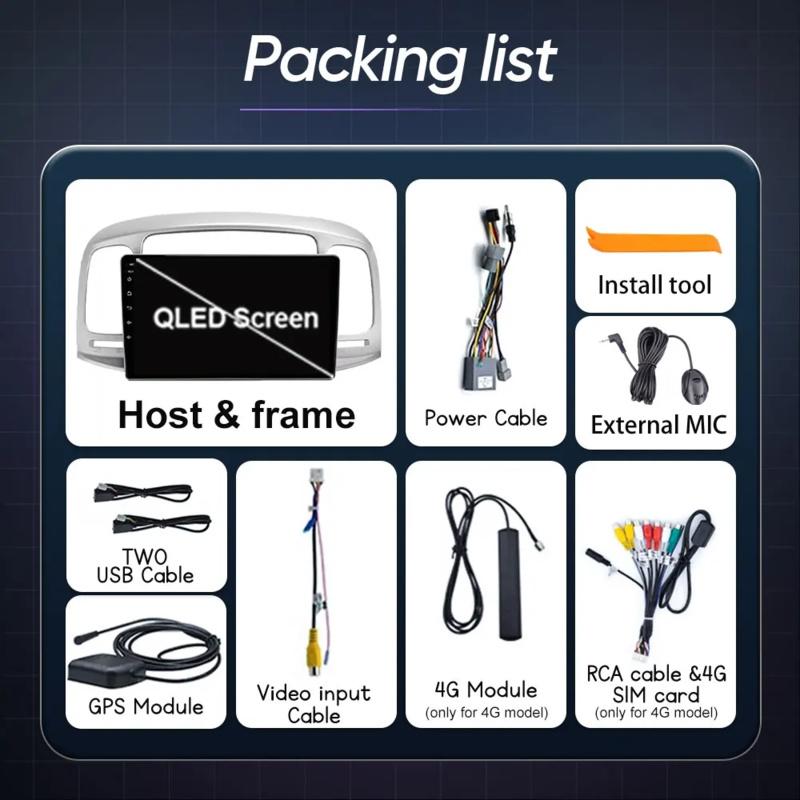 Car Android Carplay Auto For Hyundai Accent 2008 2009 2010 2011 Car Radio Multimedia GPS Navigation Player Stereo Head Unit QLED