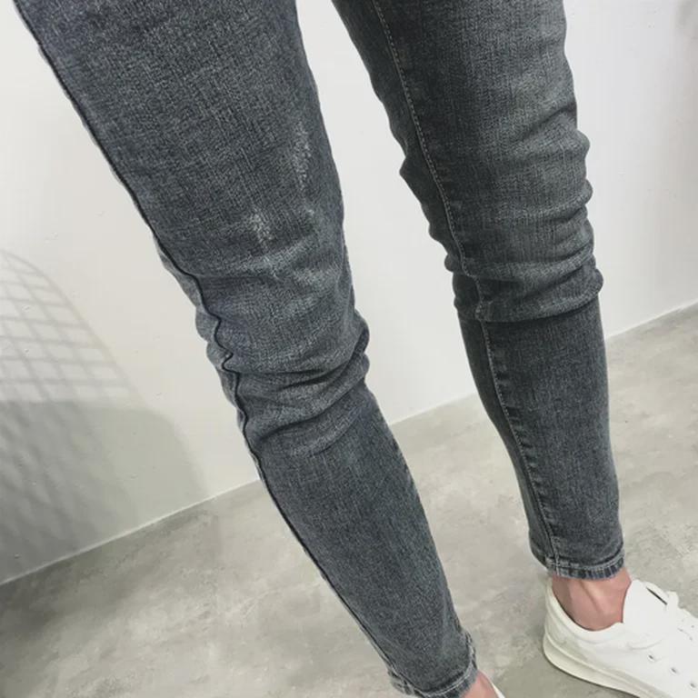Blugi skinny slim fit pentru bărbați, la modă - stil coreean, pantaloni cu nouă puncte, asortabili