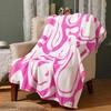 Happy Smiley Face Flannel Blanket Lunch Break Blanket Holiday Gift Pink Checkerboard Print