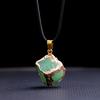 Natural Crystal Glass Pendant With Gold Edges For Jewelry Making And Personal Accessories