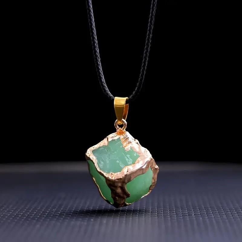 Natural Crystal Glass Pendant With Gold Edges For Jewelry Making And Personal Accessories