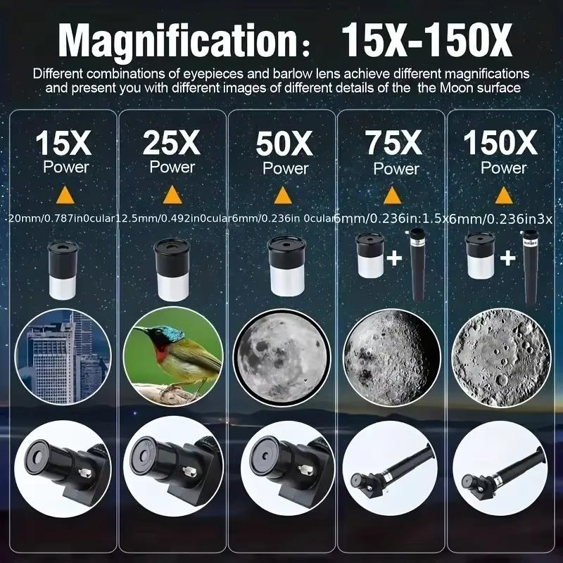 Astronomical Telescope 15x-150x High Magnification Refractor Fmc Observation For Sky Watcher
