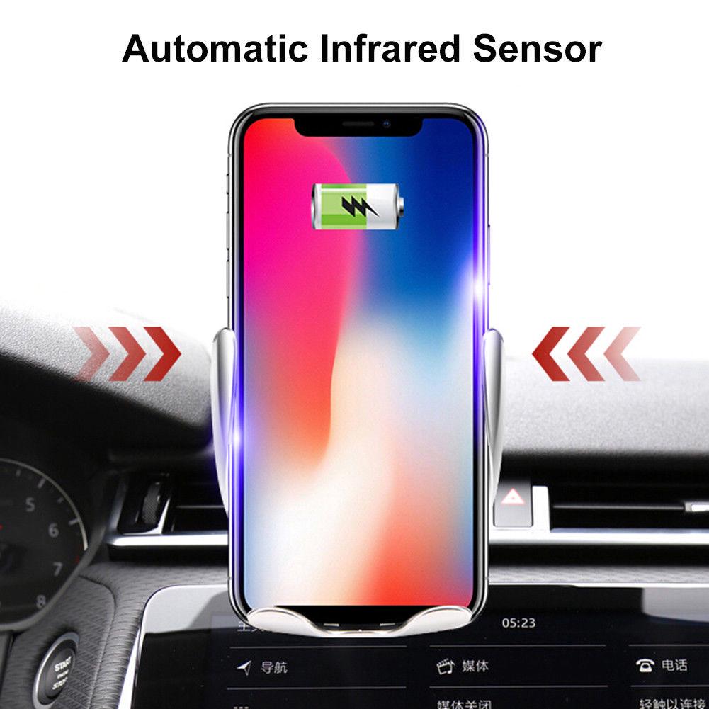 Automatic Clamping Wireless Fast Car Charger Mount Holder with Charging Reciever