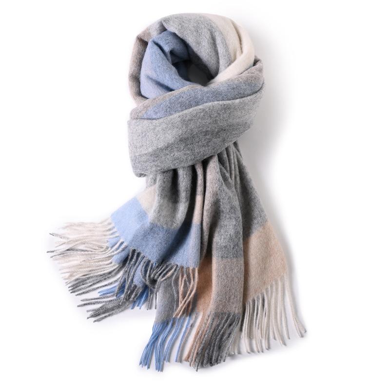 Milk camel pure wool scarf women's autumn and winter versatile thickened cashmere scarf new shawl dual-purpose