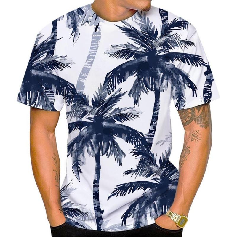 New Resort Style Casual Fashion and Comfort Round Neck Men's 3D Printed T-shirt Top Summer
