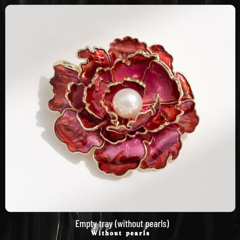 Bo Xin Yun Elegant Peony Flower Brooch – Freshwater Pearl Qipao Accessory