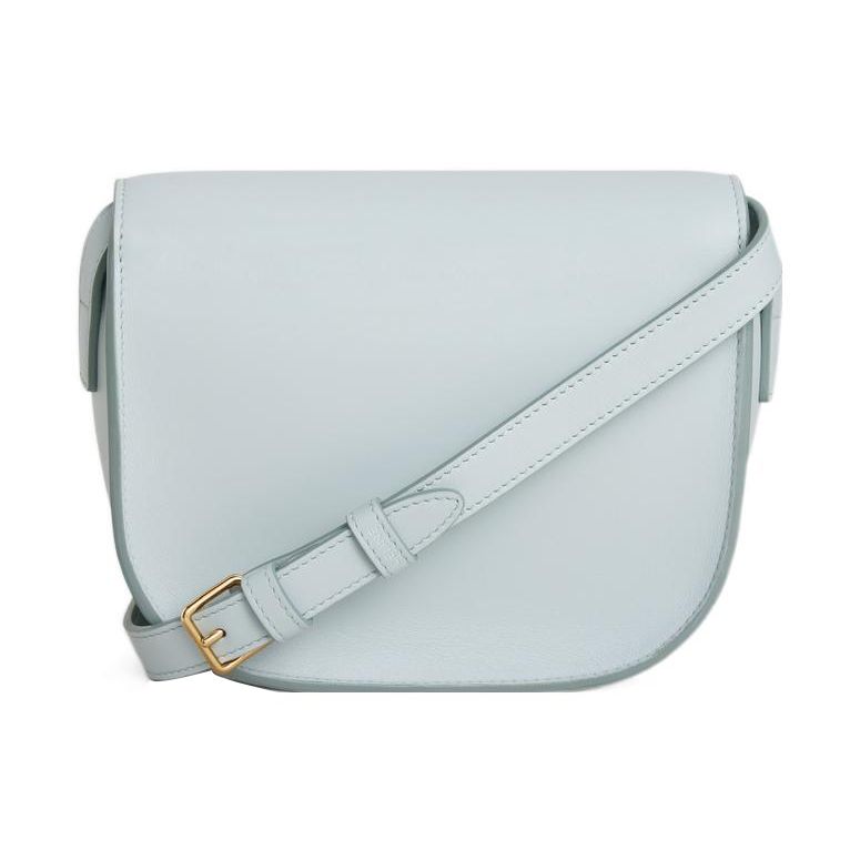Celine Cuir Triomphe Classic Embossed Flap Smooth Calfskin Handheld Shoulder Crossbody Bag Women Bags Soft-Blue 198263DU3-07SZ