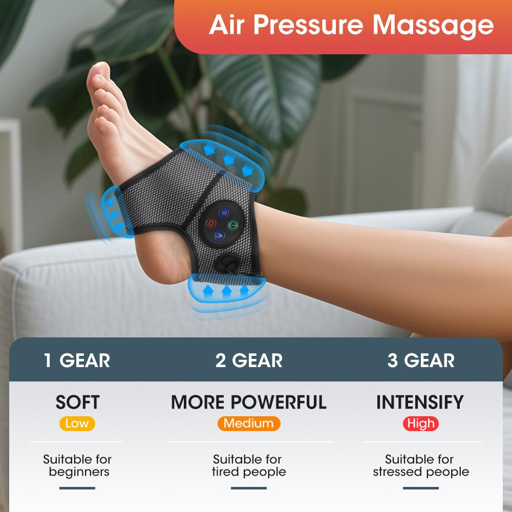 Electric Air Pressure Ankle Massager with Heating Vibration for Foot Relaxation Joint Sprain Support