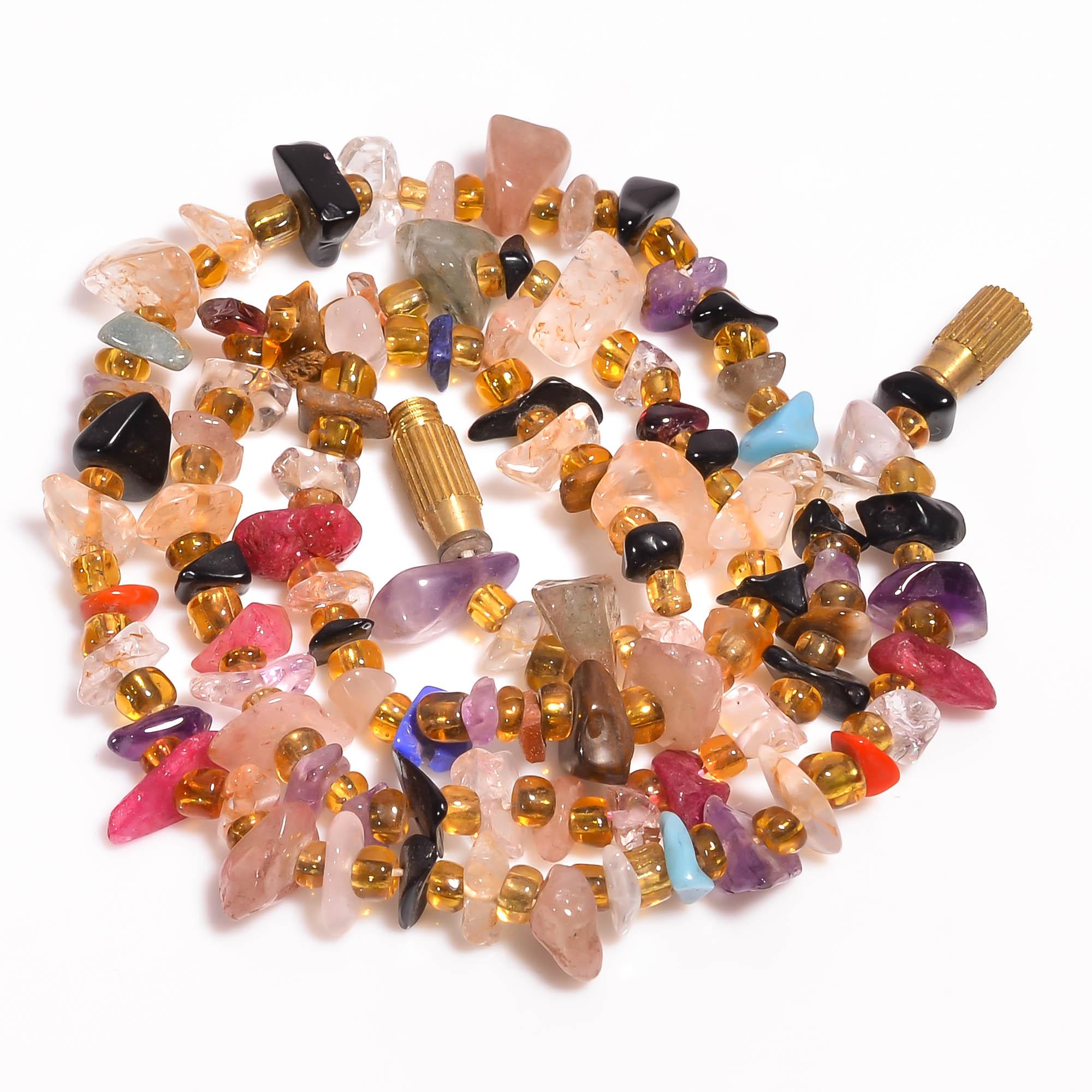 

Natural Rose Quartz Amethyst Onyx Uncut Smooth Beads Necklace 3-10 mm 18 UB8396 UB-8396