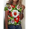 Sommer Blume Vogel 3D Druck T-Shirts Damen Streetwear Harajuku Lässige Mode Y2k Kurzarm T-Shirt O-Ausschnitt Tees Tops Kleidung