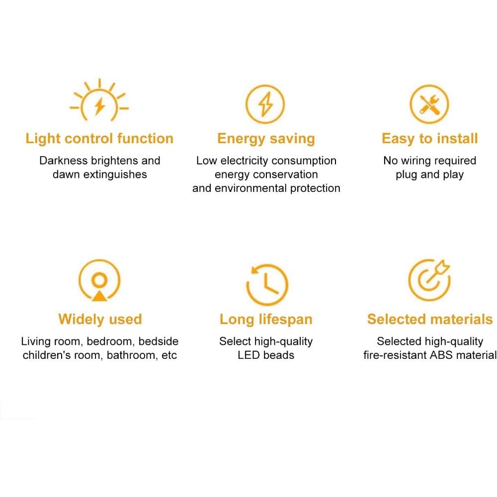 Plug-in Night Light, Bathroom Shaver Light, LED Bed Lights with Auto Dusk-to-Dawn Sensor for Bedroom Kitchen Hallway White 4Pcs