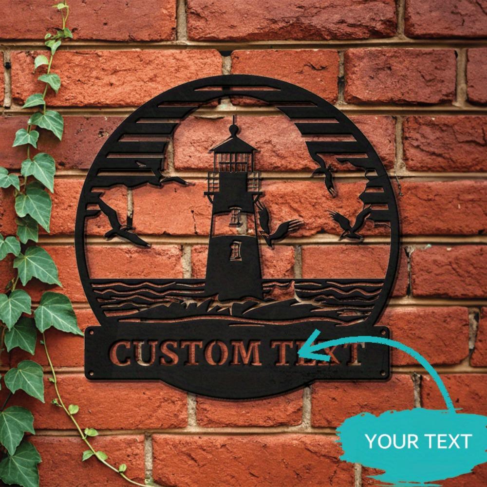 Retro Coastal Metal Wall Art Lighthouse Seagulls Vintage Tin Sign for Home Porch Garden Ocean Decor Gift TYDZ002819-30cm