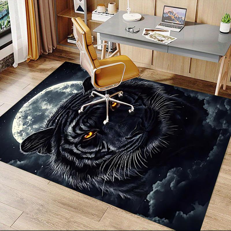 1 Stück Tiger Mond Teppich Anti-Rutsch Polyester Bodenmatte für Büro, Schlafzimmer