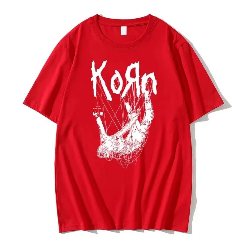 American Singer Band Korn Print Graphic T-shirt Summer Short Sleeve Tees Tops Streetwear Casual Pure Cotton T Shirts Men's