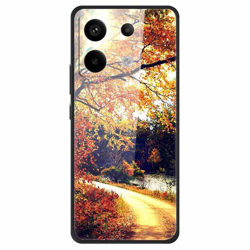 For Xiaomi Redmi Note 13 Pro 5G/Poco X6 5G Pattern Printing Case PC+Tempered Glass+TPU Phone Cover