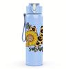 1PC Leopard Sunflower Quote Graphic,750ml Color Plastic Sports Water Bottle,Leakproof Flip Straw Lid,Suitable for Sports Office Home Use