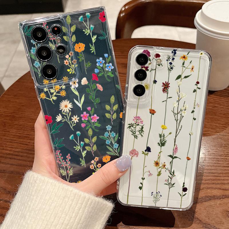 Little Flower Pattern Phone Case For Samsung Galaxy S26 S25 S24 S23 Ultra S22 Plus S24 S21 FE S25 Edge Clear Silicone Soft Cover