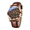Arm Watch Men's Watch Men's Watch Waterproof Gold Brand Simple Stylish Business Brown Leather Strap Analog Date Display Quartz High School Men's