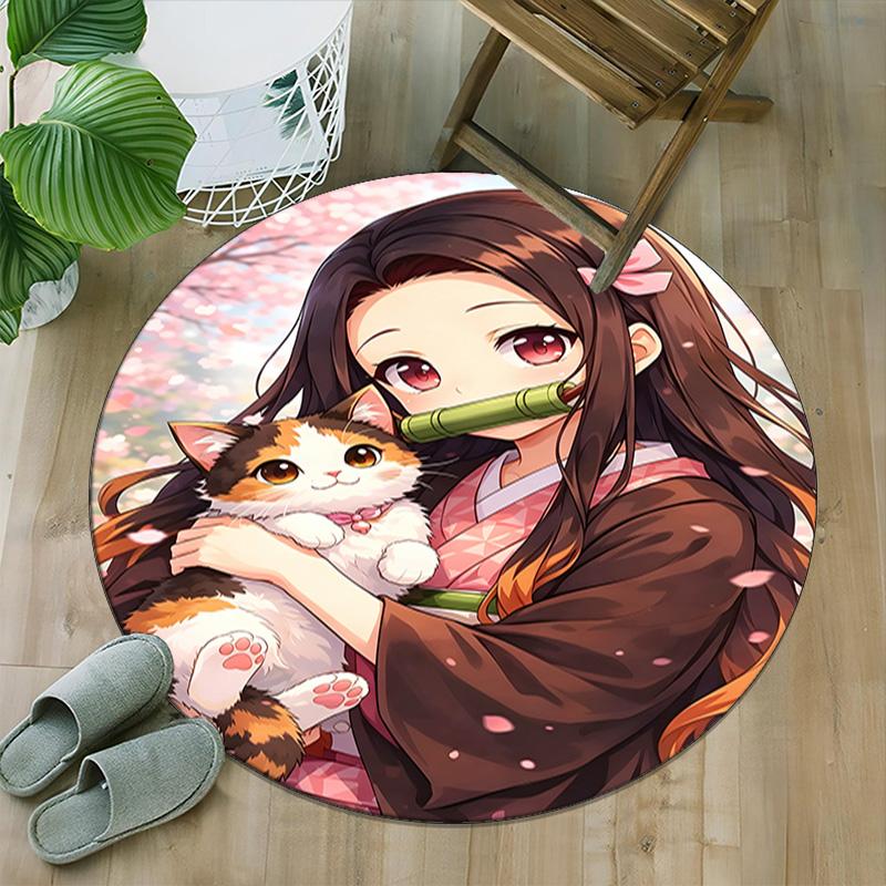 1pc Nezouko Carpet, Round Rug, Comfortable, Suitable for Entryways, Living Rooms, Office, And Bedrooms, Christmas Decoration