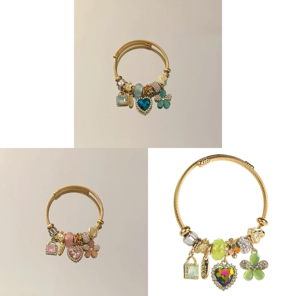 Heartshaped Stainless Steel Jewelry Bracelet With Sparkling Accents For Female Fashion