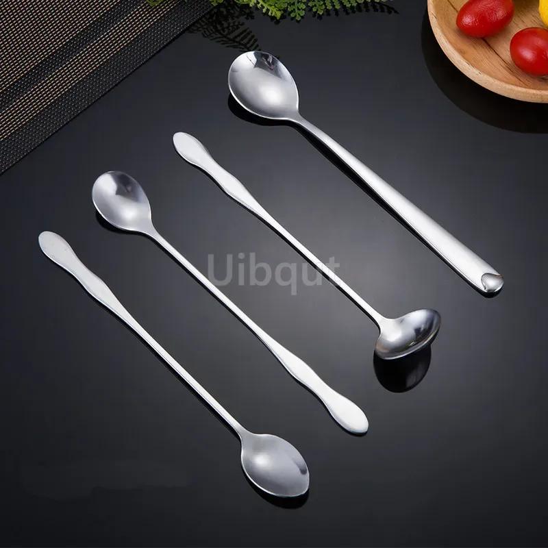 304 Stainless Steel Long Handle Mixing Spoon Small Seasoning Soup Coffee Seasoning Creative Ice Dessert Honey Spoon Hout