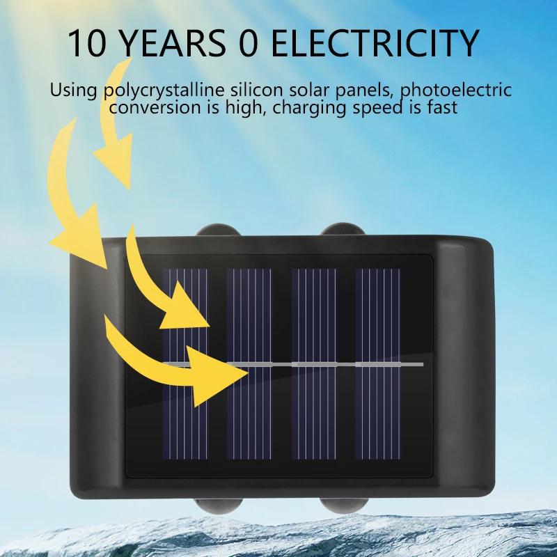 Neue 4-LED-Perlen Auf- und Ablicht Solar Wasserdichte Wandleuchte für Hof Garten Carport 4-LED-Perlen Auf- und Ablicht Solar