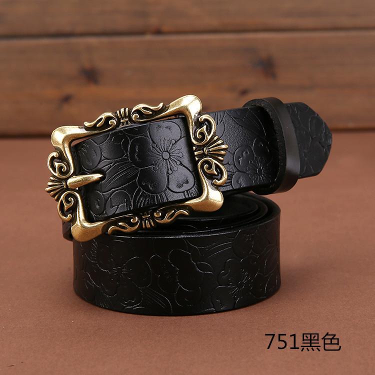 Genuine Womens Leather Belt Simple Design Alloy Buckle Casual Formal Attire