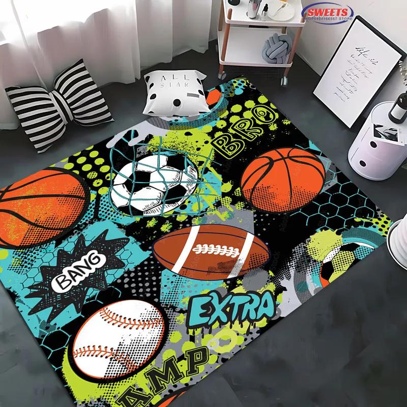 Tappeto a tema sportivo di calcio Tappetino da pavimento da calcio cartone animato per decorazione camera da letto bambini Tappeti per ampia area calcio Tappeto per soggiorno casa, Regalo